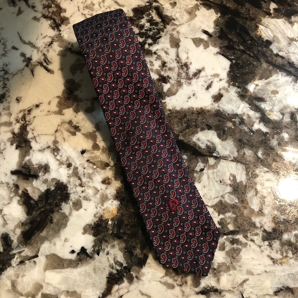 Vintage Pierre Cardin Paisley Motif Navy & Red Necktie Tie - Paris New York - Picture 4 of 7